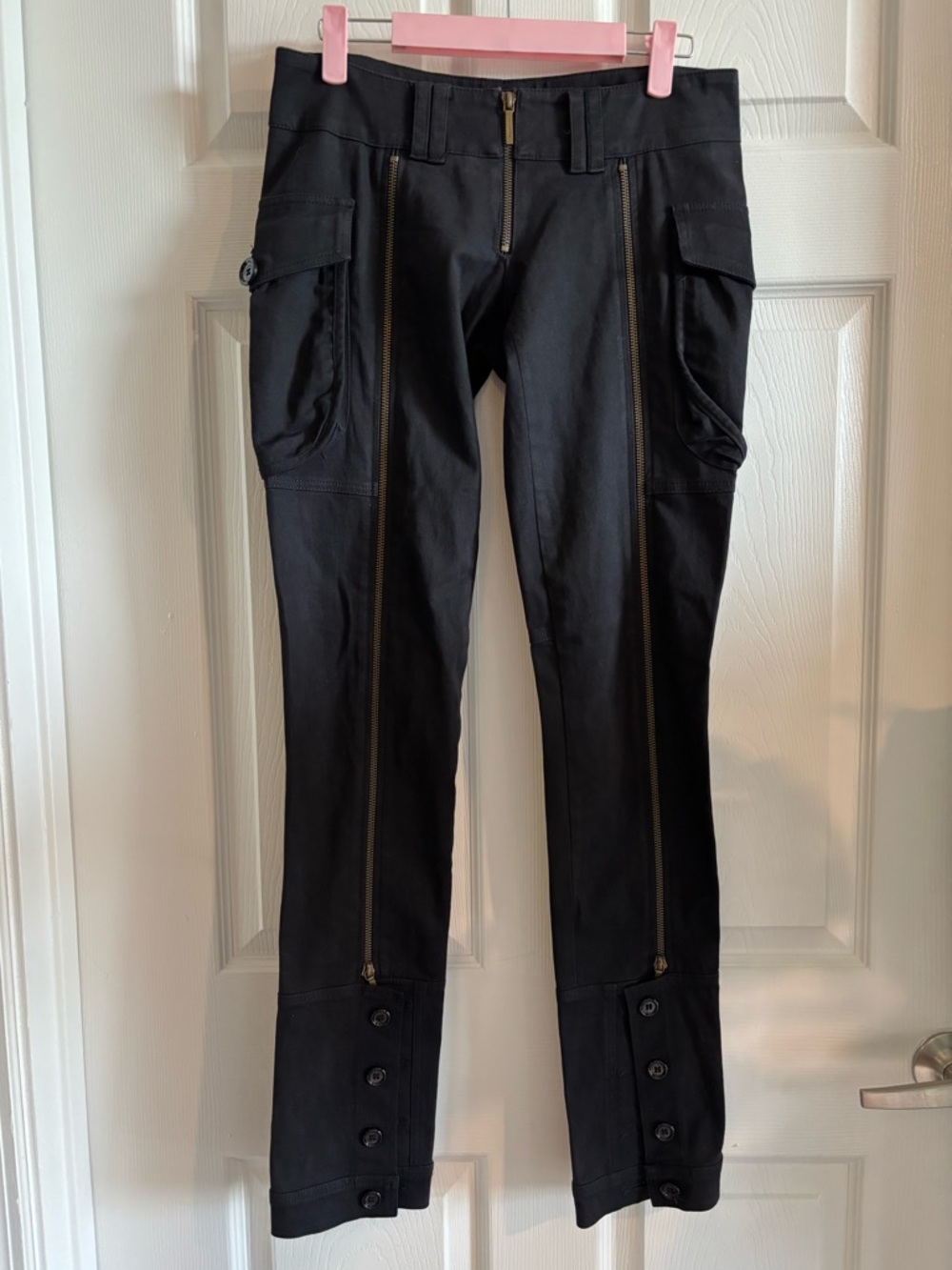 ANNARITA N Black cargo pants zipper pants Size 40/ 4 us
